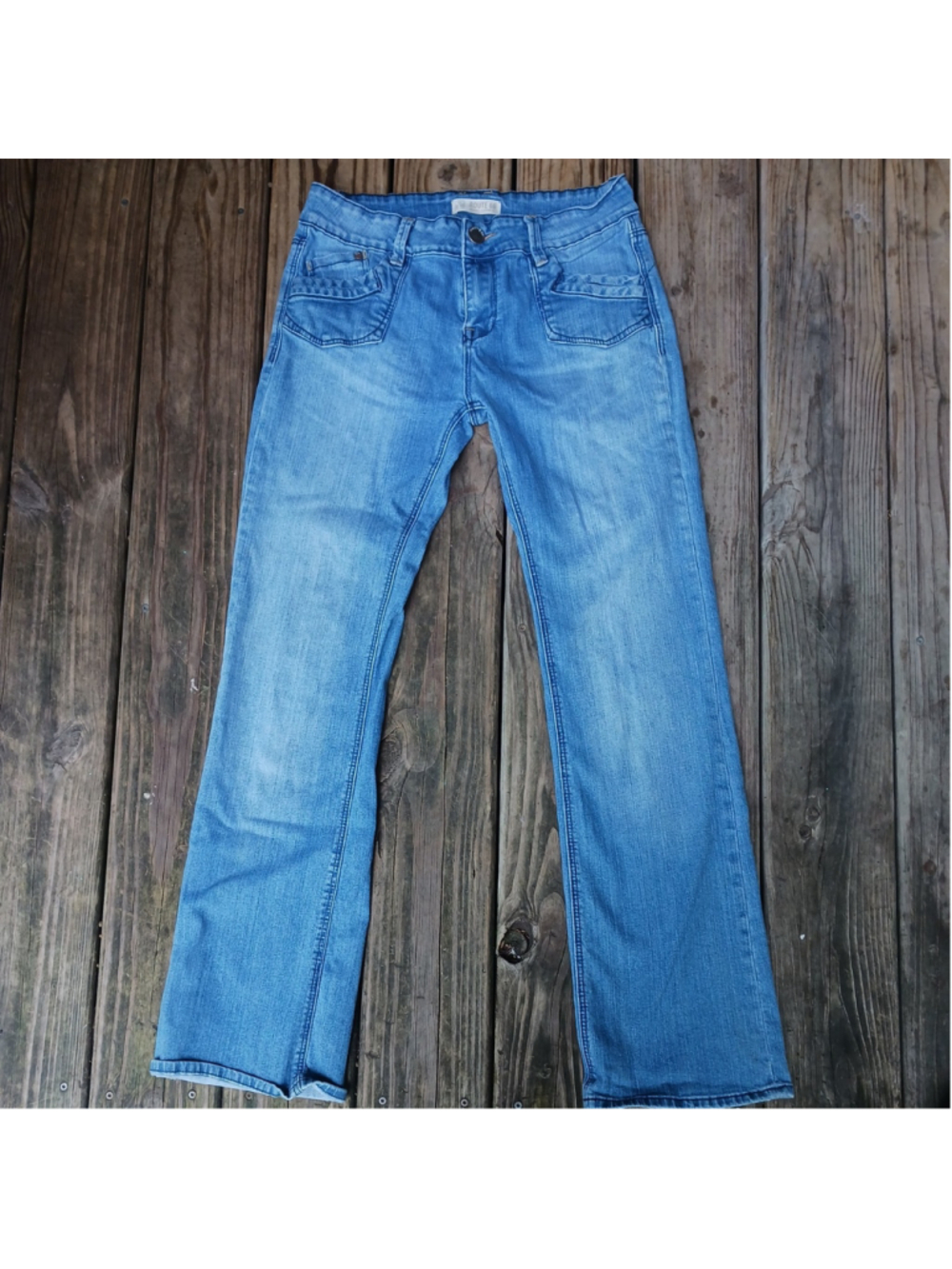 Y2K Route 66 Straight Leg Jeans Women's 9/10 Mid-Rise Medium Wash Denim 5-Pocket